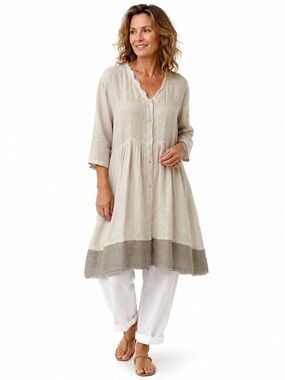 Namsar 100% Linen Tunic
Dress S/M Beige
Gauze Boho Button
Front